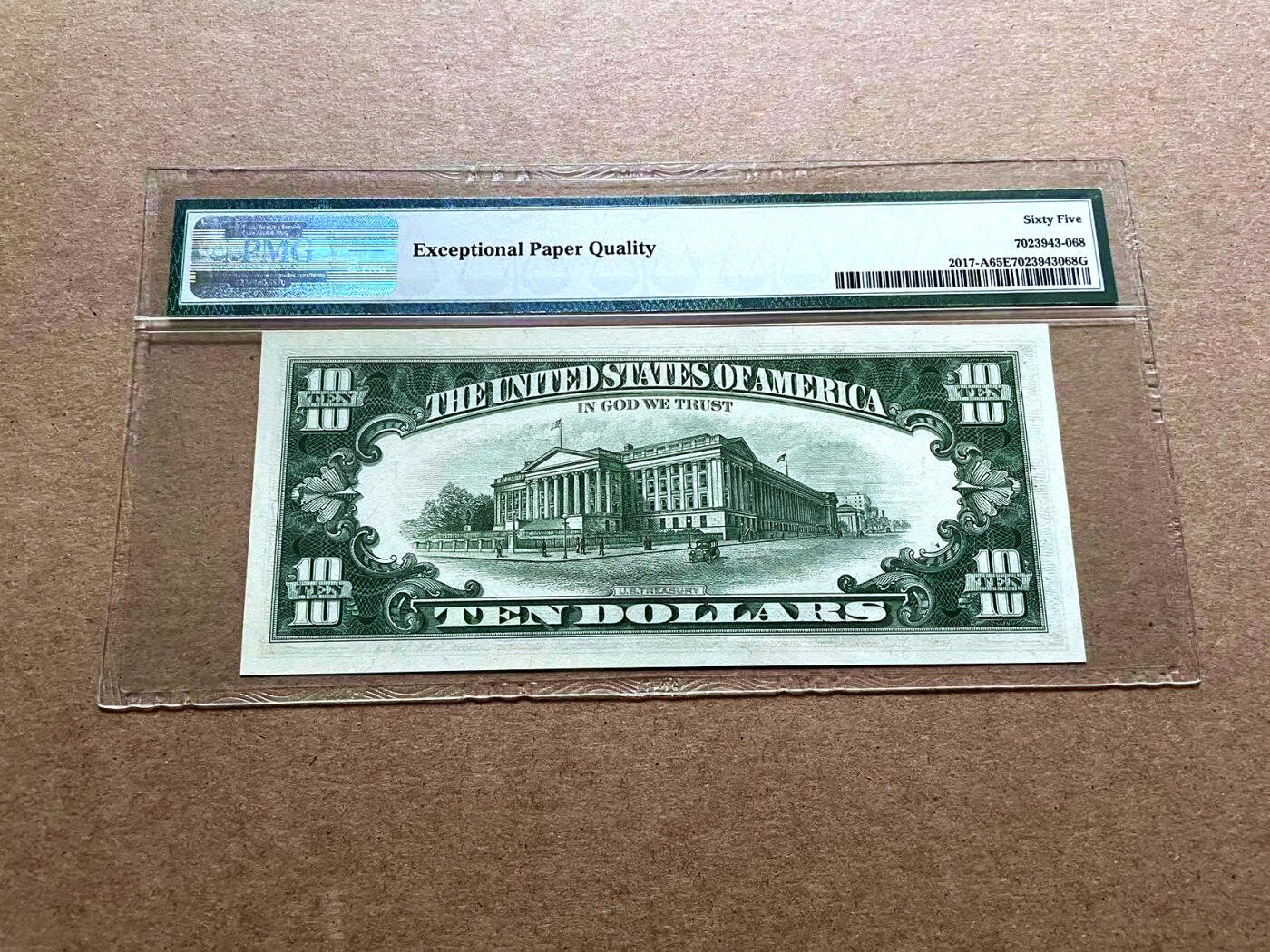 【Blue Auction】✨世界纸币精拍第498期【精】 【AA】美国 1963年10美金 PMG65EPQ 