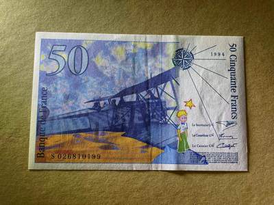 【Blue Auction】✨世界纸币精拍第498期【精】 【无47】法国 1994年50法郎 小王子 AU品相 