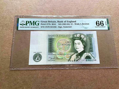 【Blue Auction】✨世界纸币精拍第498期【精】 【无47】英国 D序列 1981-84年1镑 PMG66EPQ 