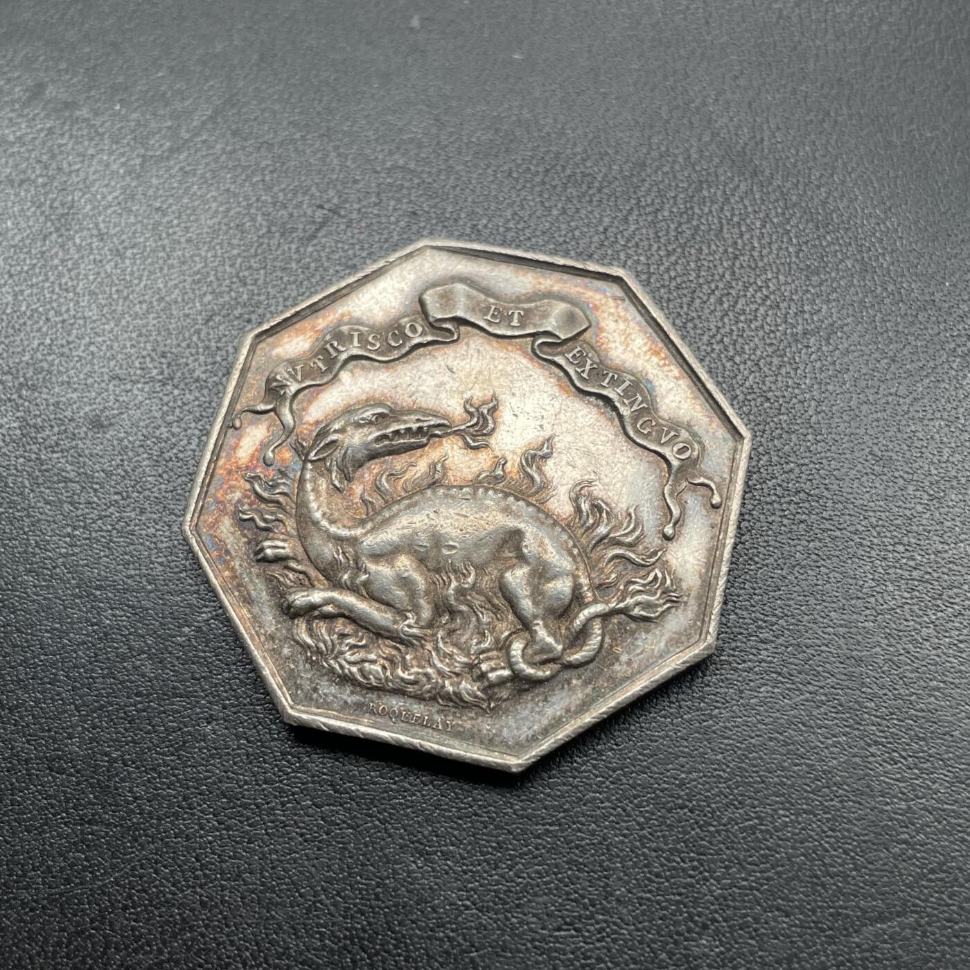 「木头集藏」章牌专场-第43期 法国火灾互助保险银章  直径：37mm，25.6 g，边铭：手指 ARGENT （1845-1860年）