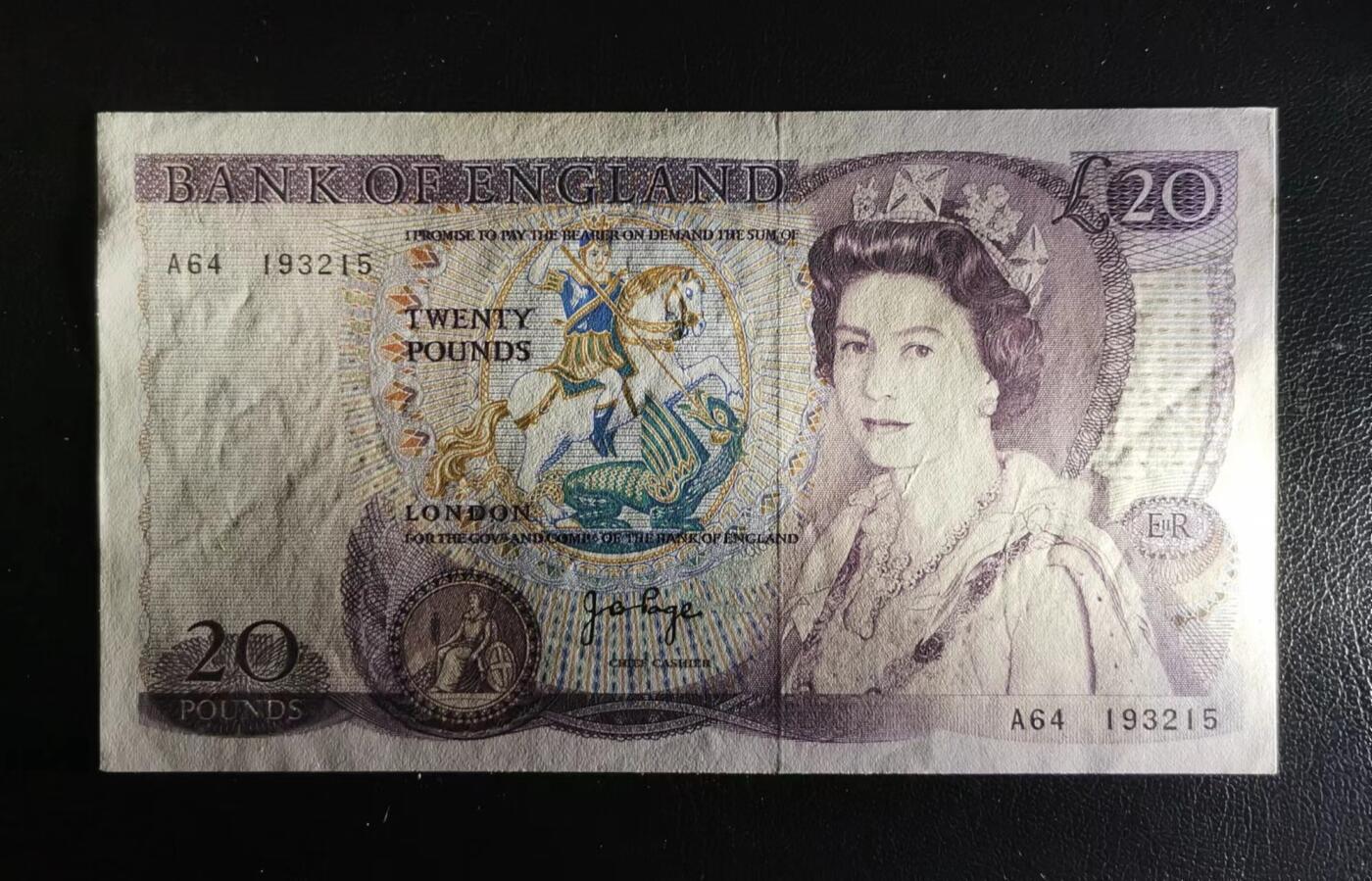 《张总收藏》156期-欧亚外币超精品场 英国D序列1970-80年A冠20镑UNC- 品相如图 Pick-380b