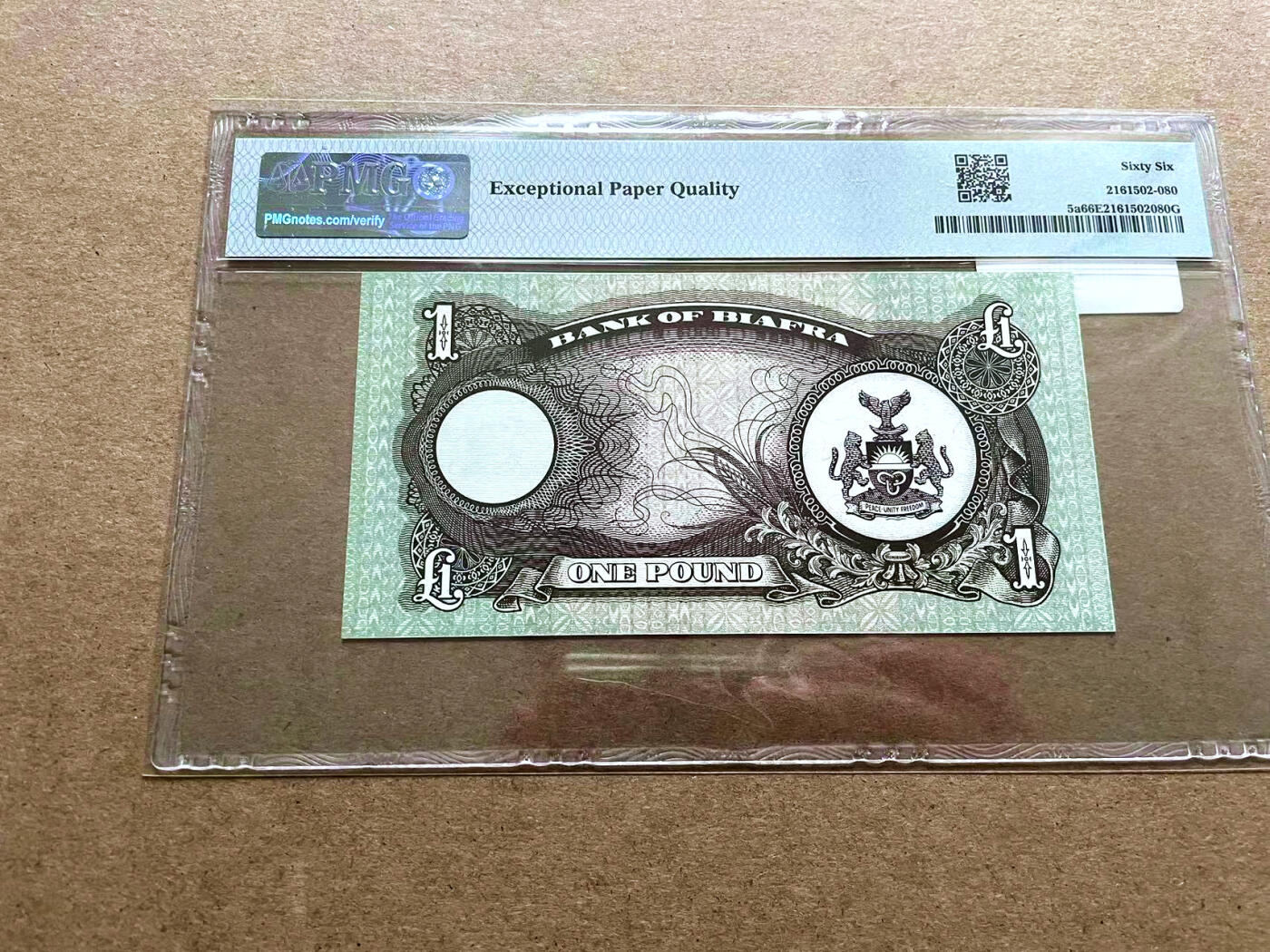 【Blue Auction】✨世界纸币精拍第498期【精】 【倒置号】比夫拉 1968-69年1镑 PMG66EPQ 