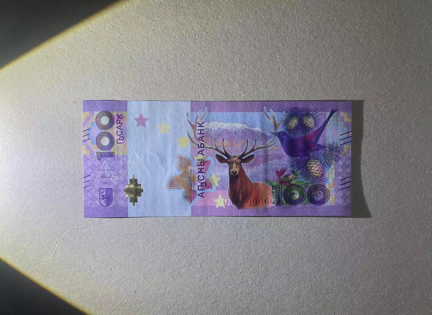 【Blue Auction】✨世界纸币精拍第498期【精】 【AA冠倒置号 千位小号 行长亲签】阿布哈兹 2024年100阿沙 全新UNC