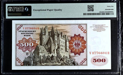 【Blue Auction】✨世界纸币精拍第498期【精】  德国 1977年500马克 经典大副 雕刻细腻 PMG66EPQ 