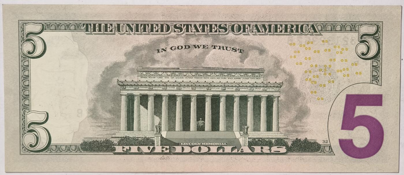 紫瑗钱币——第375期拍卖——纸币场 美国 2017年 F版 A序列 亚伯拉罕·林肯 5美元 彩色版 UNC-