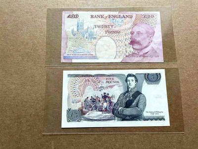 【Blue Auction】✨世界纸币精拍第498期【精】 【一组2张】英国E序列20镑&D序列5镑 品相如图 
