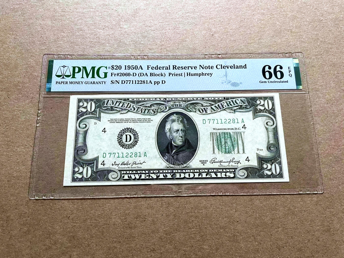 【Blue Auction】✨世界纸币精拍第498期【精】 美国 1950年20美金 PMG66EPQ 