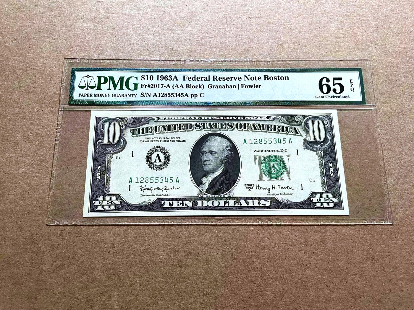 【Blue Auction】✨世界纸币精拍第498期【精】 【AA】美国 1963年10美金 PMG65EPQ 