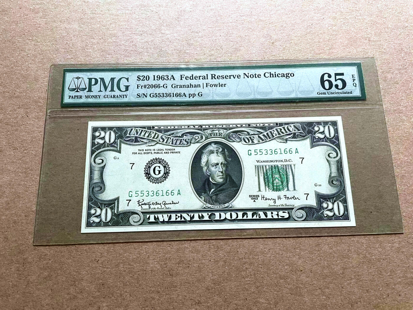 【Blue Auction】✨世界纸币精拍第498期【精】 【无47】美国 1963年20美金 PMG65EPQ 