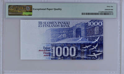 【Blue Auction】✨世界纸币精拍第498期【精】 【a版】芬兰 1986年1000马克 PMG66EPQ 