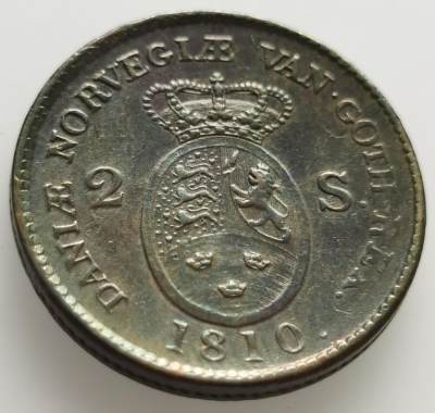 老藏家北欧特别场20240626（中拍皆有赠品），每周两拍，可寄存，周日统一发货 - 美品丹麦1810年弗雷德里克六世2斯科林铜币