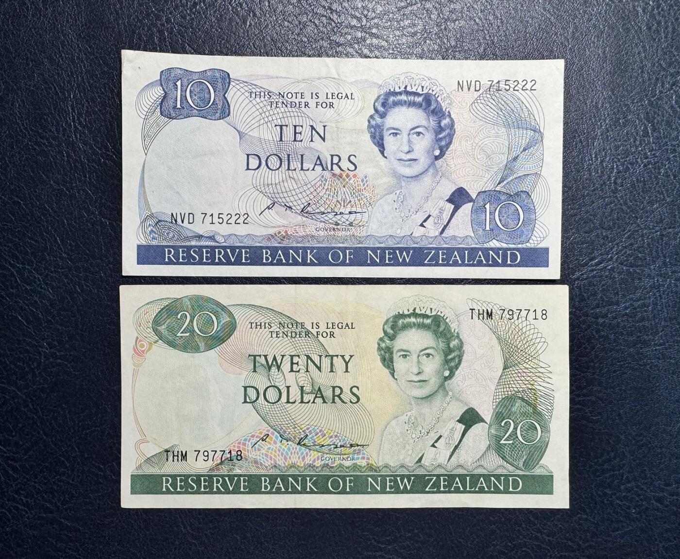 收藏联盟Quantum Auction 第357期拍卖  新西兰1981-92年10元豹子号和20元 非全新 品相如图