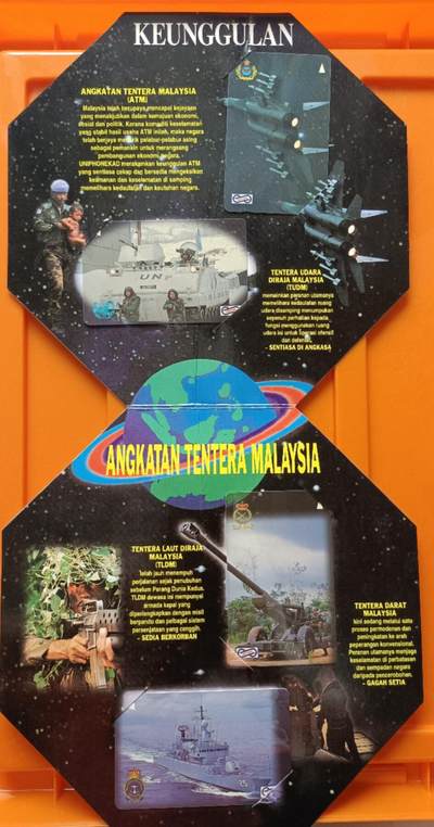 《卡拍》第294期拍卖6月30日晚22：10时延时截拍 马来西亚GPT卡《海海空军、维和部队》四全新卡，珍藏版光学卡《兰卡威海空展》两套十全新卡，共三册，上品，其中一枚光学卡边缘轻微氧化。