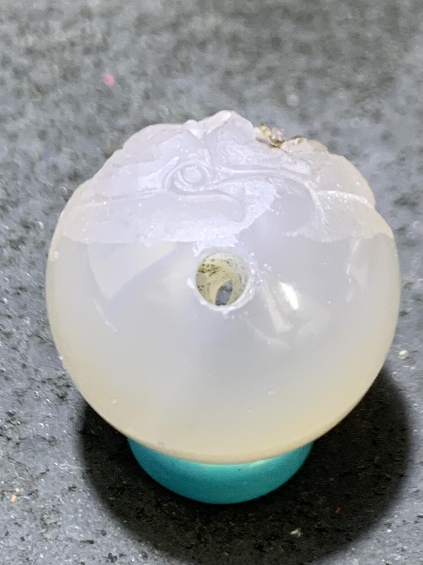 精美高玉化亚光海洋玉髓手工俏色巧雕罗汉随形2.0随形圆珠一个！