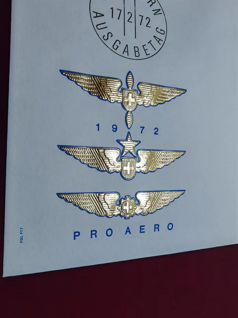 联合阁邮币社™ ——“航空、人物专题专场” 1972年苏黎世至纽约次横渡大西洋25周年-烫金