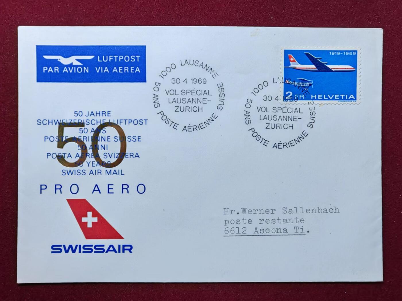 联合阁邮币社™ ——“航空、人物专题专场” 施瓦菲泽里邮报50周年纪念