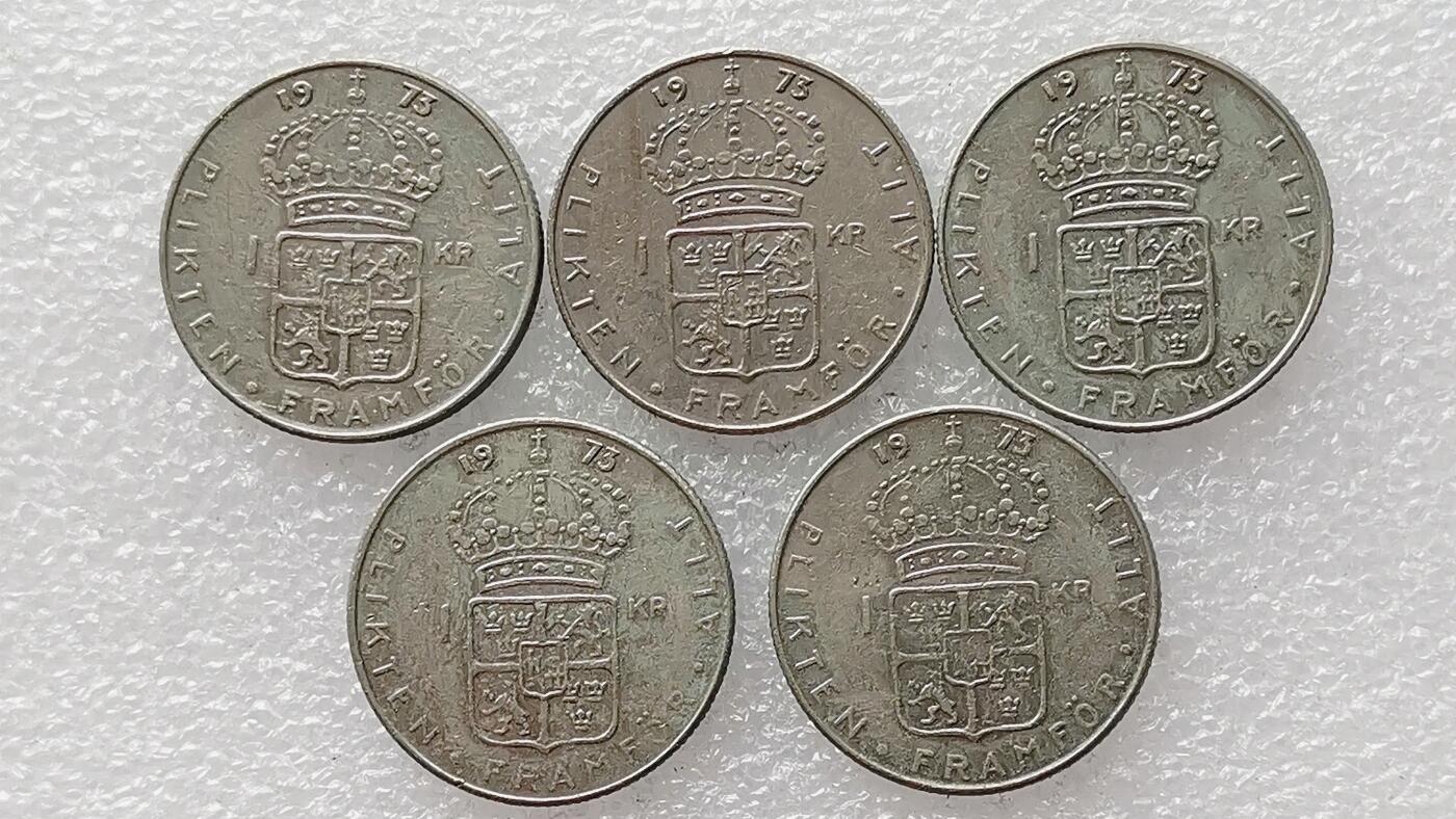 第一海外回流一元起拍收藏 散币专场 第99期 瑞典1克朗 5枚