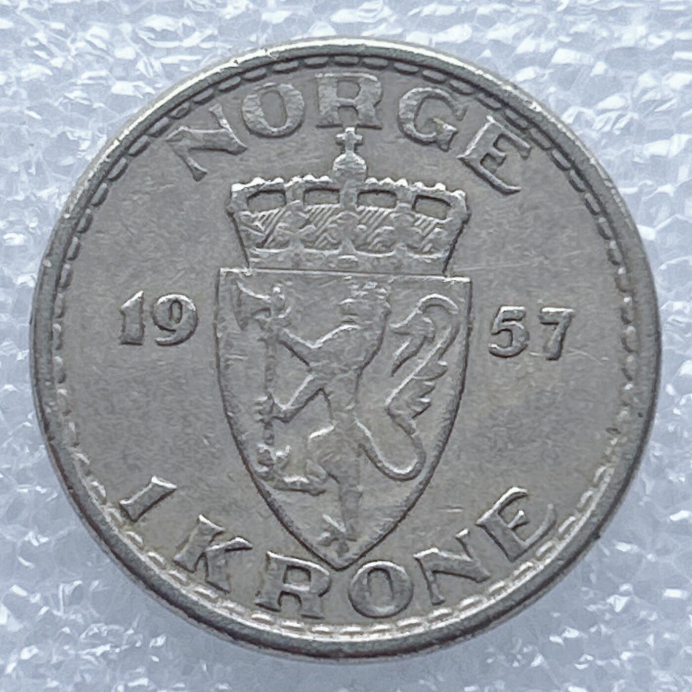 海外回流1元起拍小铺 各国钱币散币场 第13期 挪威1957年1克朗 哈康七世·皇冠