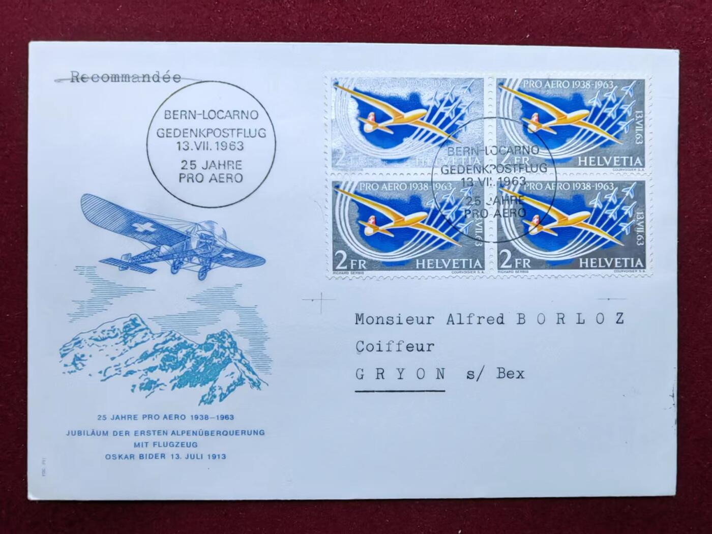 联合阁邮币社™ ——“航空、人物专题专场” 1963年-第一次穿越阿尔卑斯山-25周年纪念
