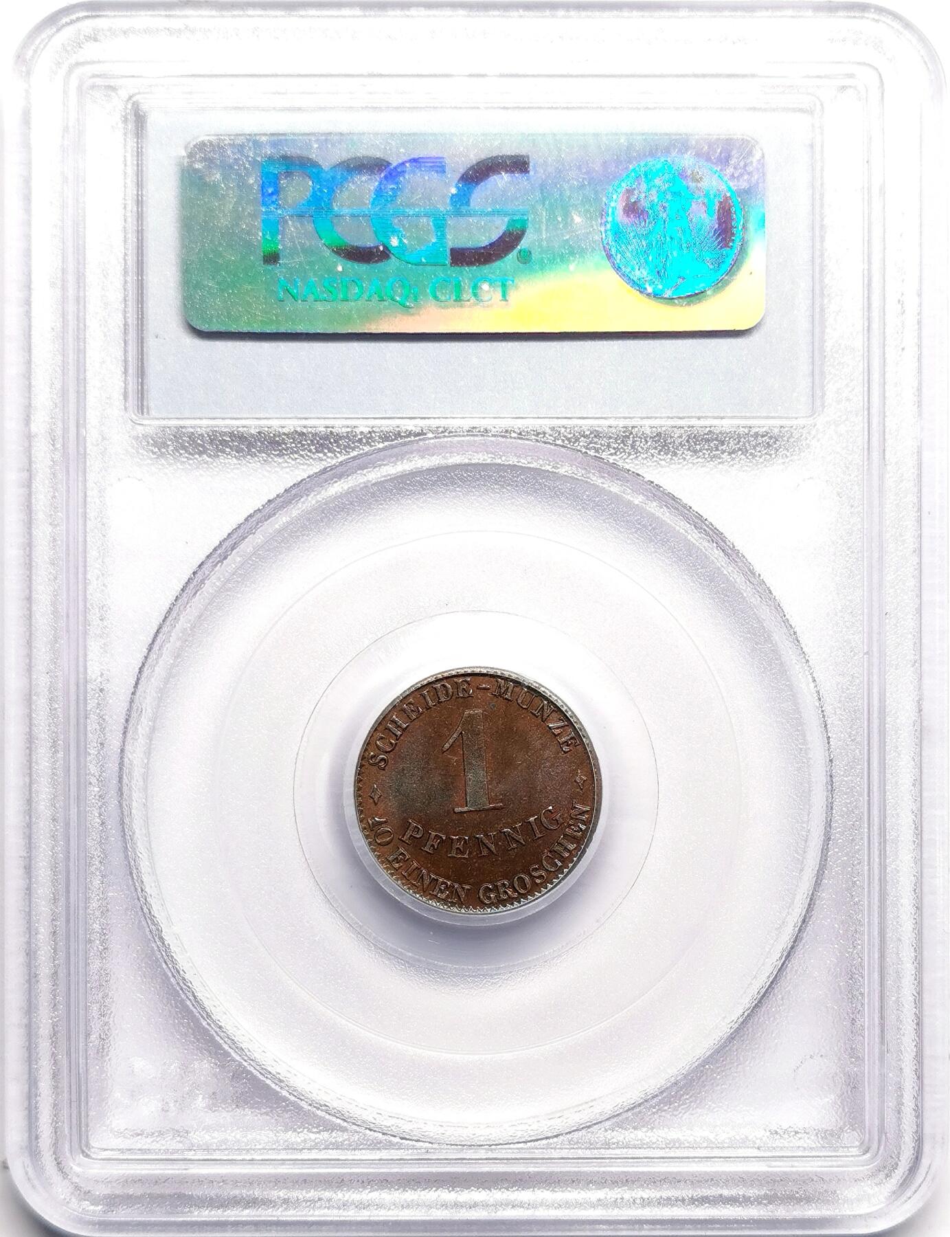 凡希社世界钱币微拍第二百七十五期 1865B德国萨克森-科堡-哥达芬尼铜币PCGS-MS65