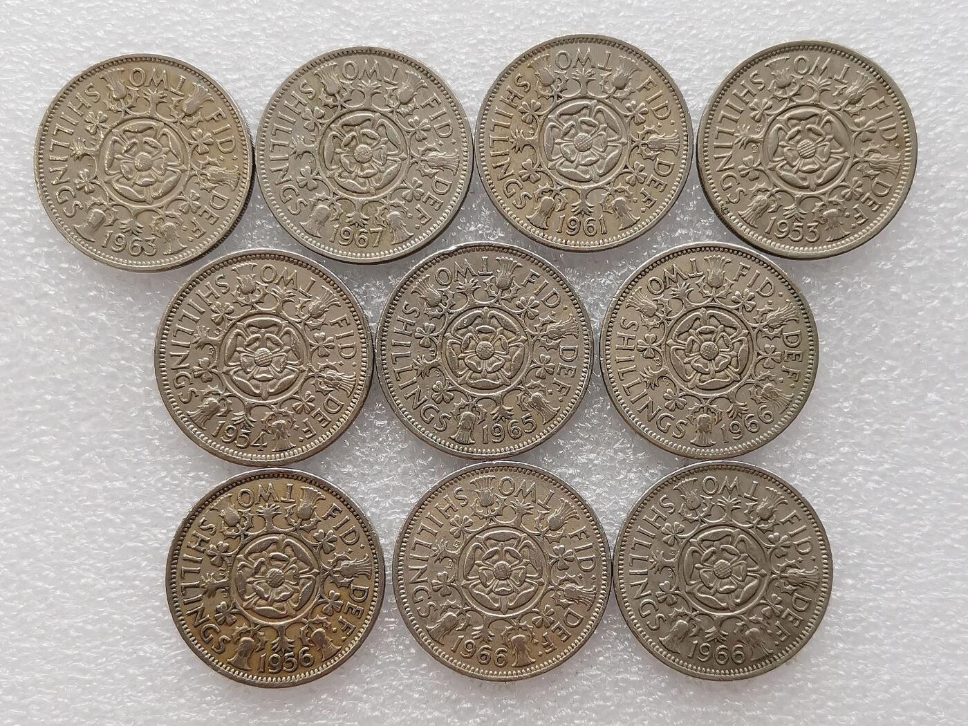 第一海外回流一元起拍收藏 散币专场 第99期 英国2先令 伊丽莎白二世 10枚