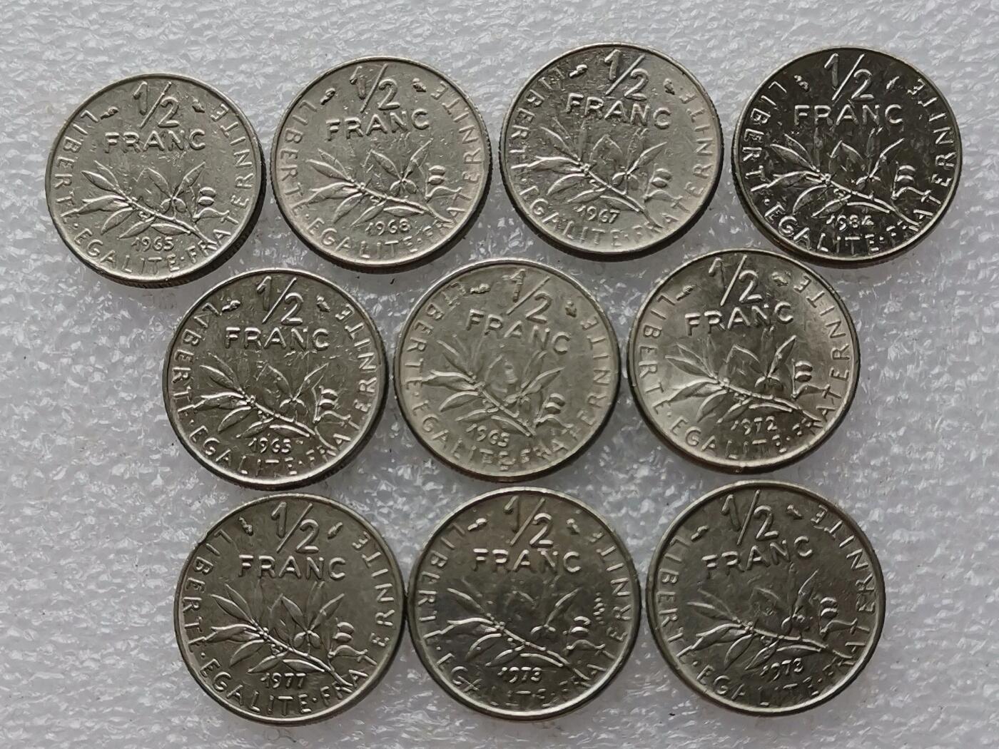 第一海外回流一元起拍收藏 散币专场 第99期 法国1/2法郎 10枚