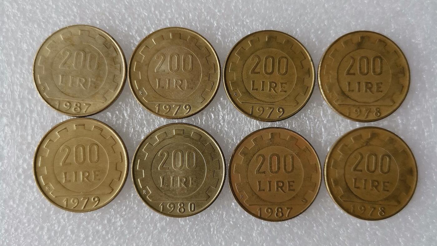 第一海外回流一元起拍收藏 散币专场 第99期 意大利200里拉黄铜币 8枚