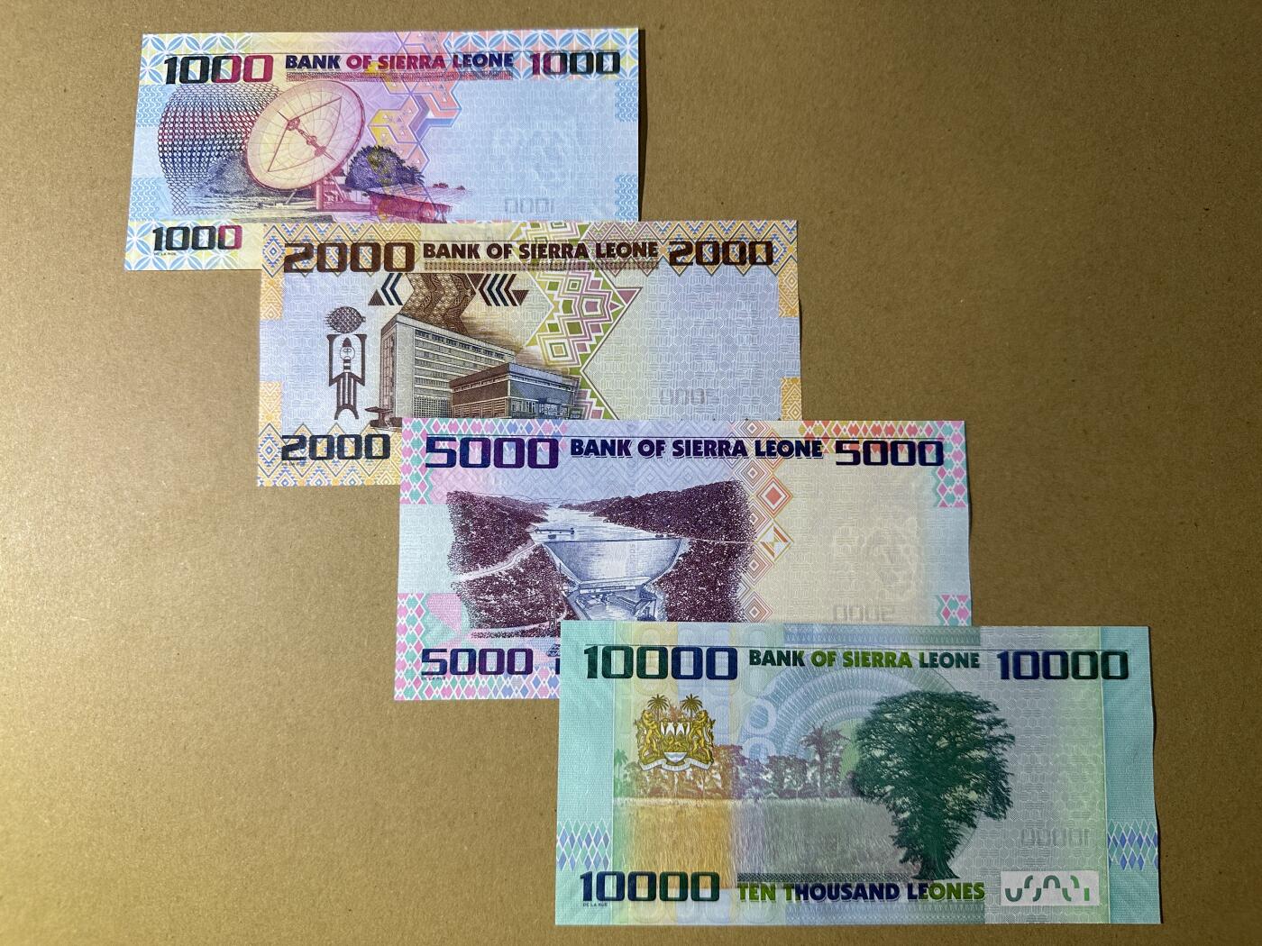 《张总收藏》156期-欧亚外币超精品场 塞拉利昂1000-10000利昂4张 UNC 2020年版 全程无4