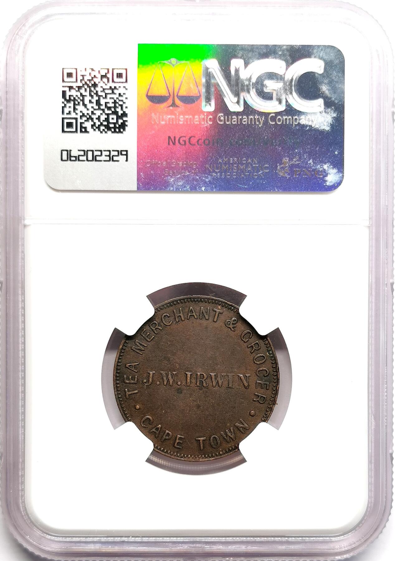 FXS世界钱币微拍第二百八十七期 1879南非好望角IRWIN半便士代用币NGC-AU55珍稀！