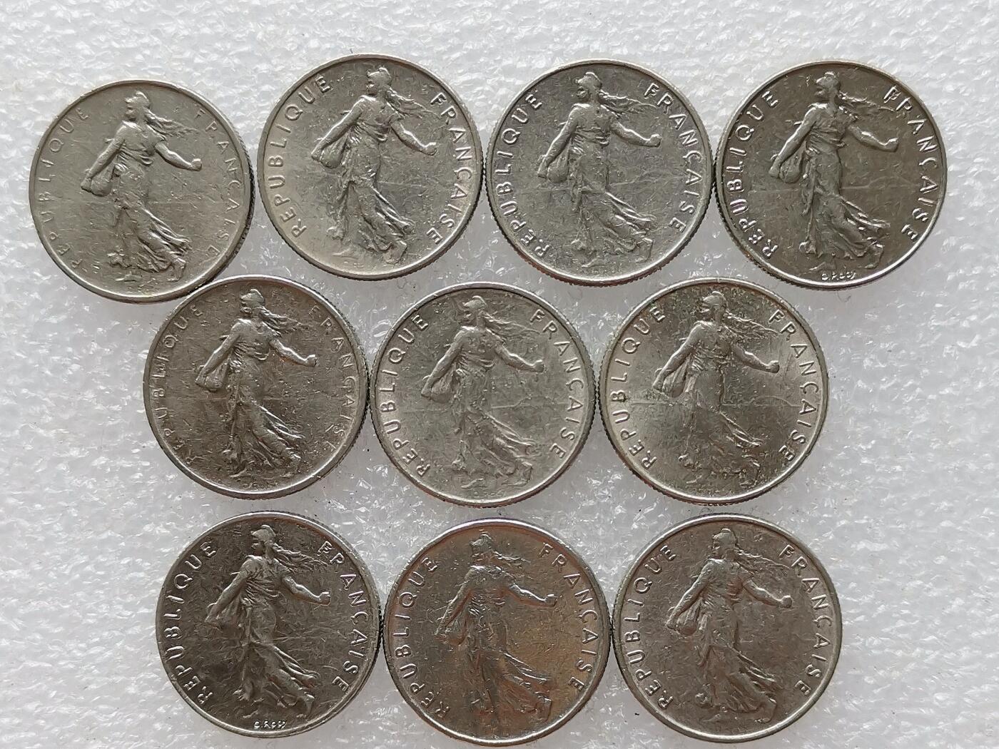 第一海外回流一元起拍收藏 散币专场 第99期 法国1/2法郎 10枚