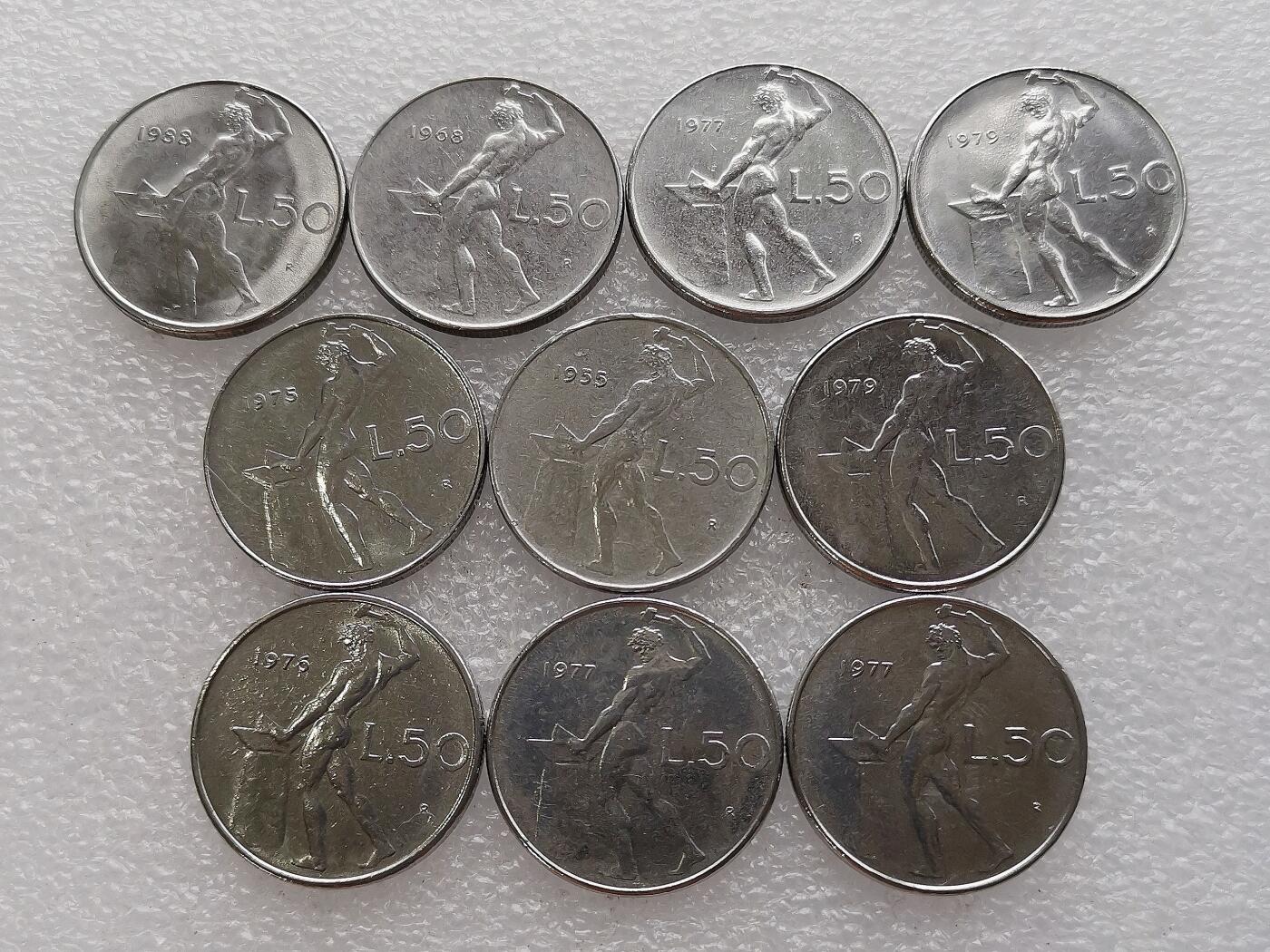 第一海外回流一元起拍收藏 散币专场 第99期 意大利50里拉 10枚