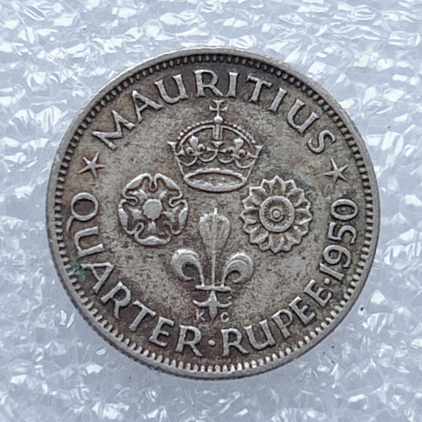 海外回流1元起拍小铺 各国钱币散币场 第13期 英属毛里求斯1950年1/4卢比镍币