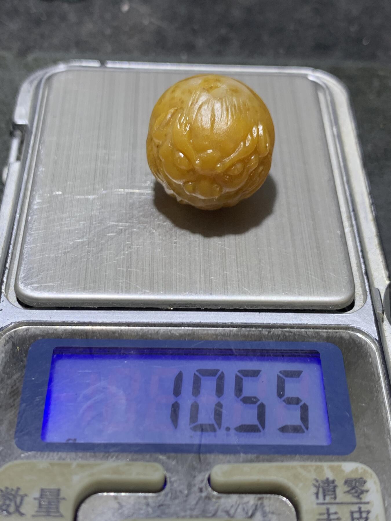 精美亚光高玉化冰飘黄战国红玛瑙手工雕刻钟馗2.0随形圆珠一个