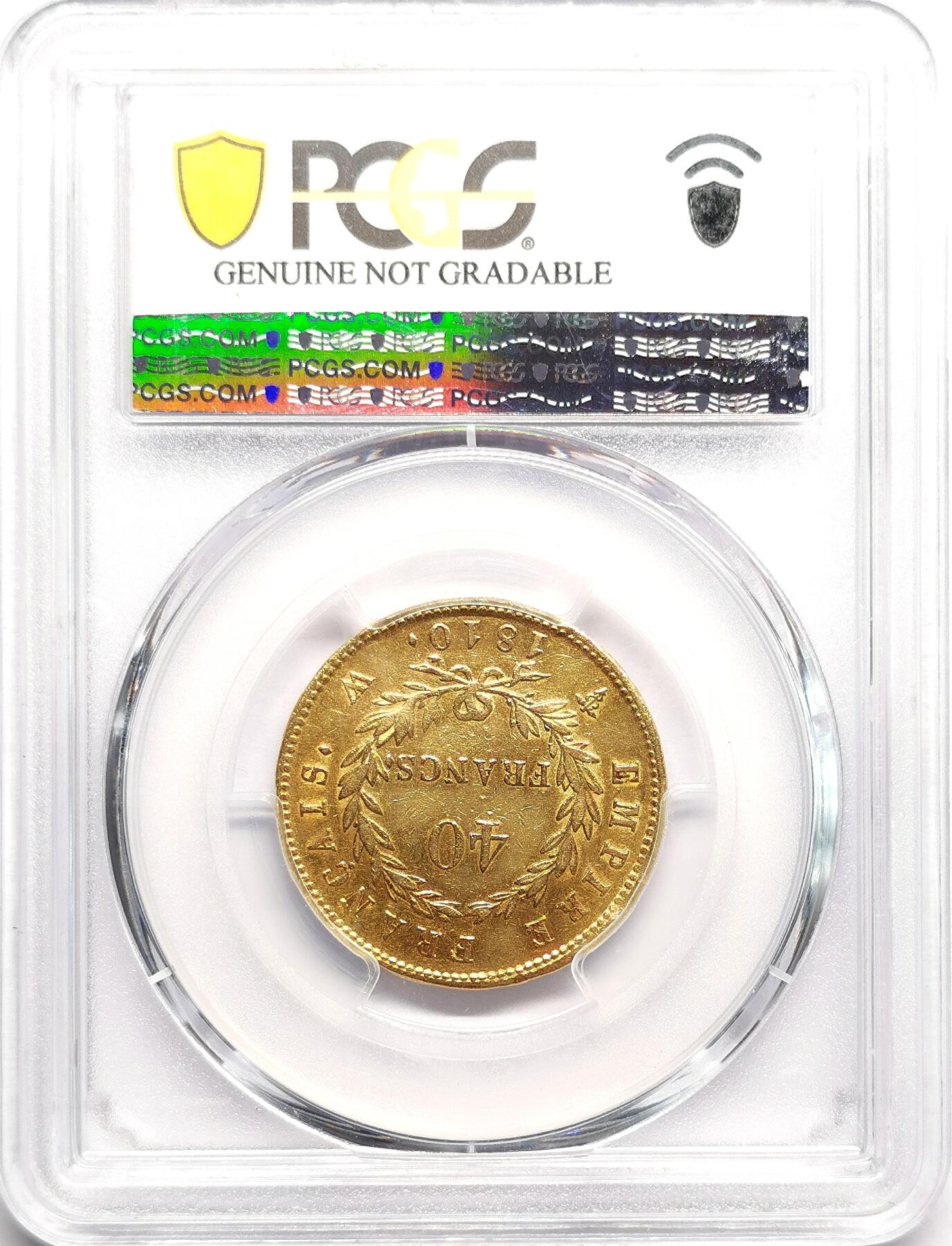 凡希社世界钱币微拍第二百七十五期 1810W法国拿破仑40法郎金币PCGS-XFD，12.9g，900金。
