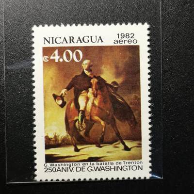 ↓君缘收藏141期☞钱币邮品↓无佣金、可寄存、满10元包邮  - 尼加拉瓜邮票，1982年绘画 华盛顿 美国独立