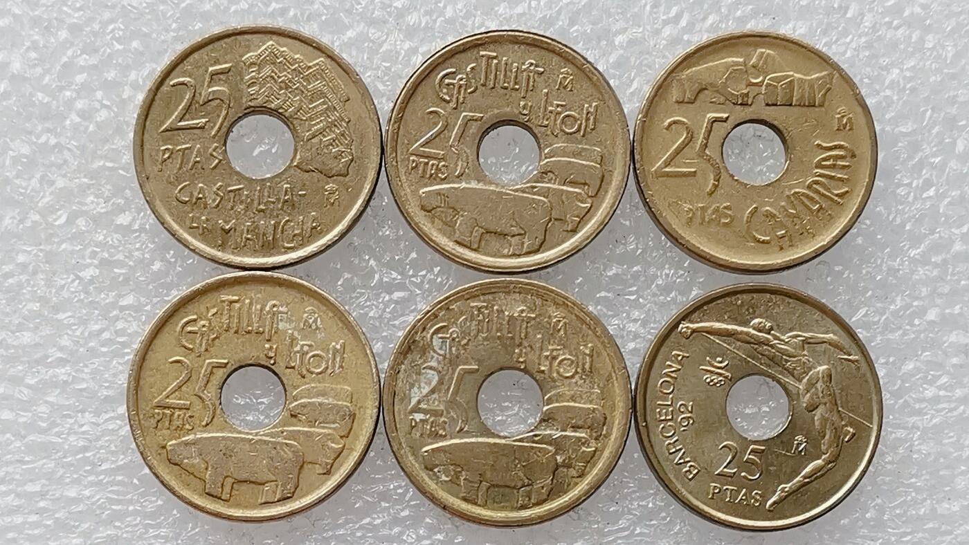 第一海外回流一元起拍收藏 散币专场 第99期 西班牙25分铜币 6枚