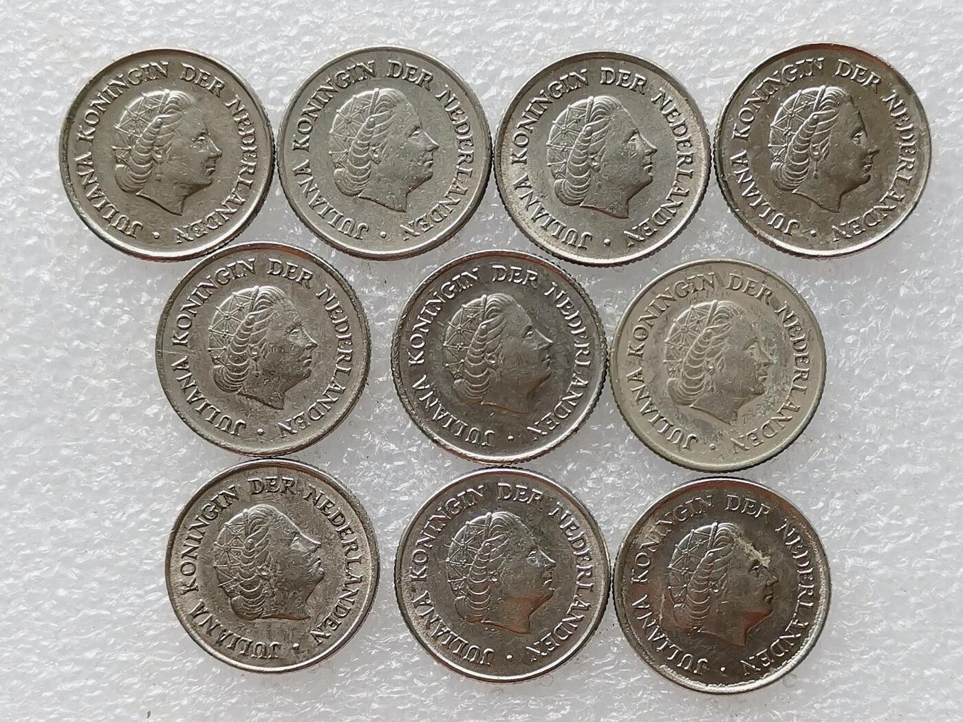 第一海外回流一元起拍收藏 散币专场 第99期 荷兰25分镍币 朱莉安娜时期 10枚