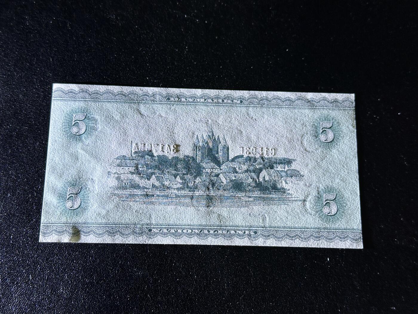 《外钞收藏家》第三百八十五期 1936年丹麦5克朗 全新UNC 三裸女 尾7654