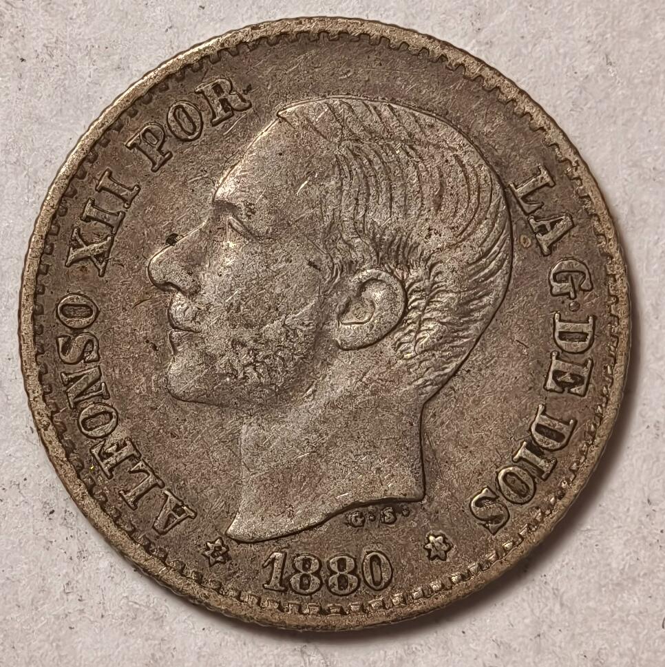 紫瑗钱币——第374期拍卖 西班牙 1880年 阿方索十二世 50分 2.5克 0.835银