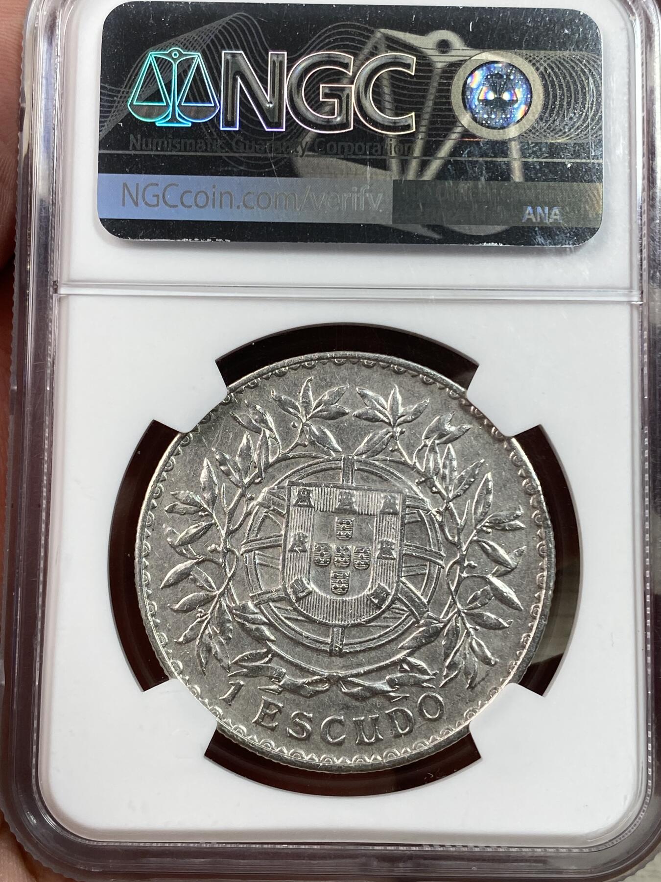 万国钱币拍卖第028期（花前月下●同享良章美币） NGC AUD 1916年葡萄牙女神1埃斯库多银币 