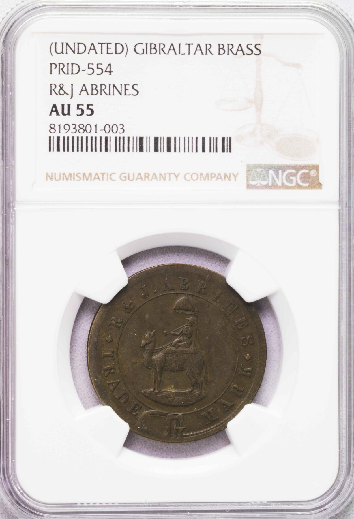 NGC-AU55 十九世纪直布罗陀骑骆驼的阔佬代用币