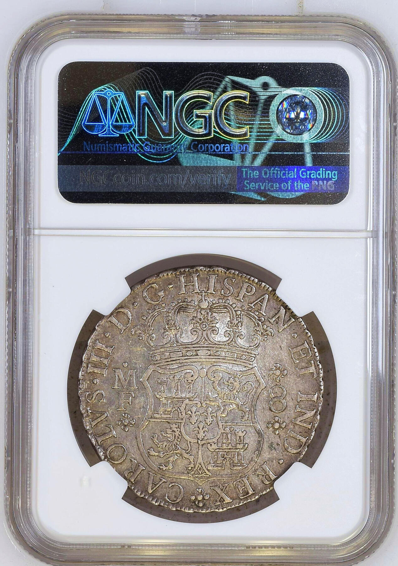 【Blue Auction】✨世界纸币精拍第500期盛典——白金之夜🔥🔥🔥 M-墨西哥 1766年8R 地球双柱大银币 卡洛斯三世时期 NGC AU-55 币面包浆轻盈迷人 图案完整清晰 非常值得入手的一枚 