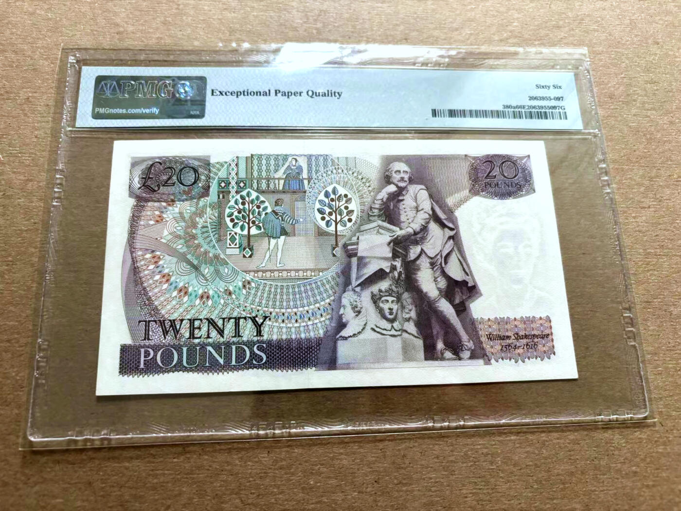 【Blue Auction】✨世界纸币精拍第500期盛典——白金之夜🔥🔥🔥 G-【少见末冠A05冠 a签 目录价甚至高于首发冠】英国 D序列 1970年20镑 PMG66EPQ