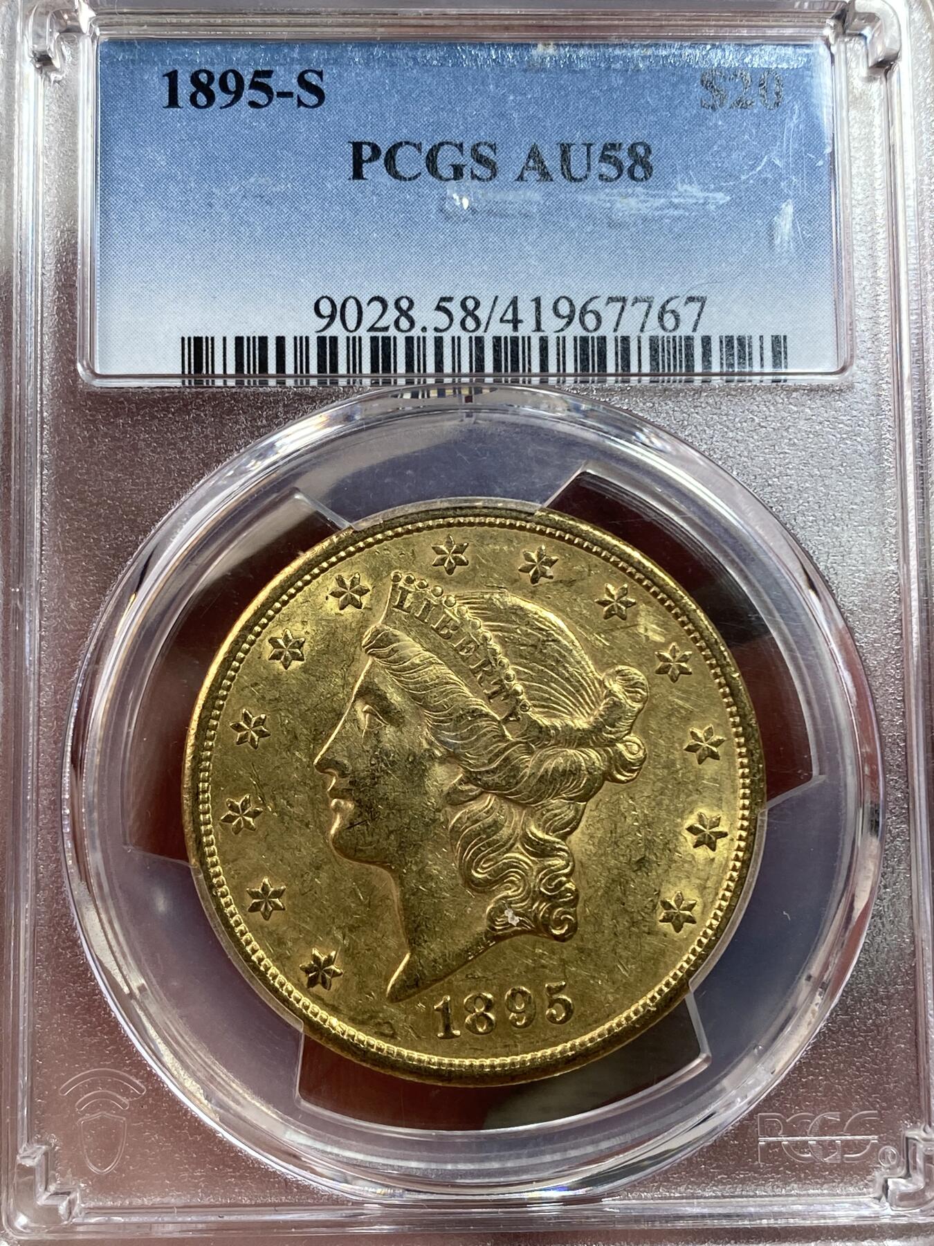 万国钱币拍卖第028期（花前月下●同享良章美币） PCGS AU58 1895年美国女神20美元金币 美国金币系列的经典之作 33.4g 900金