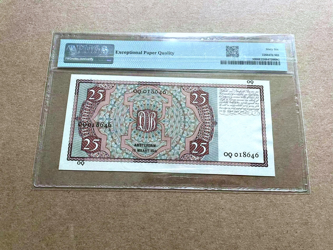 【Blue Auction】✨世界纸币精拍第500期盛典——白金之夜🔥🔥🔥 N-荷兰 1931-41年25盾 PMG66EPQ 行长