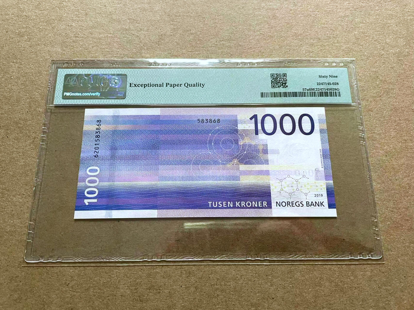 【Blue Auction】✨世界纸币精拍第500期盛典——白金之夜🔥🔥🔥 N-【无47】挪威 2019年1000克朗 PMG69EPQ 近满分 