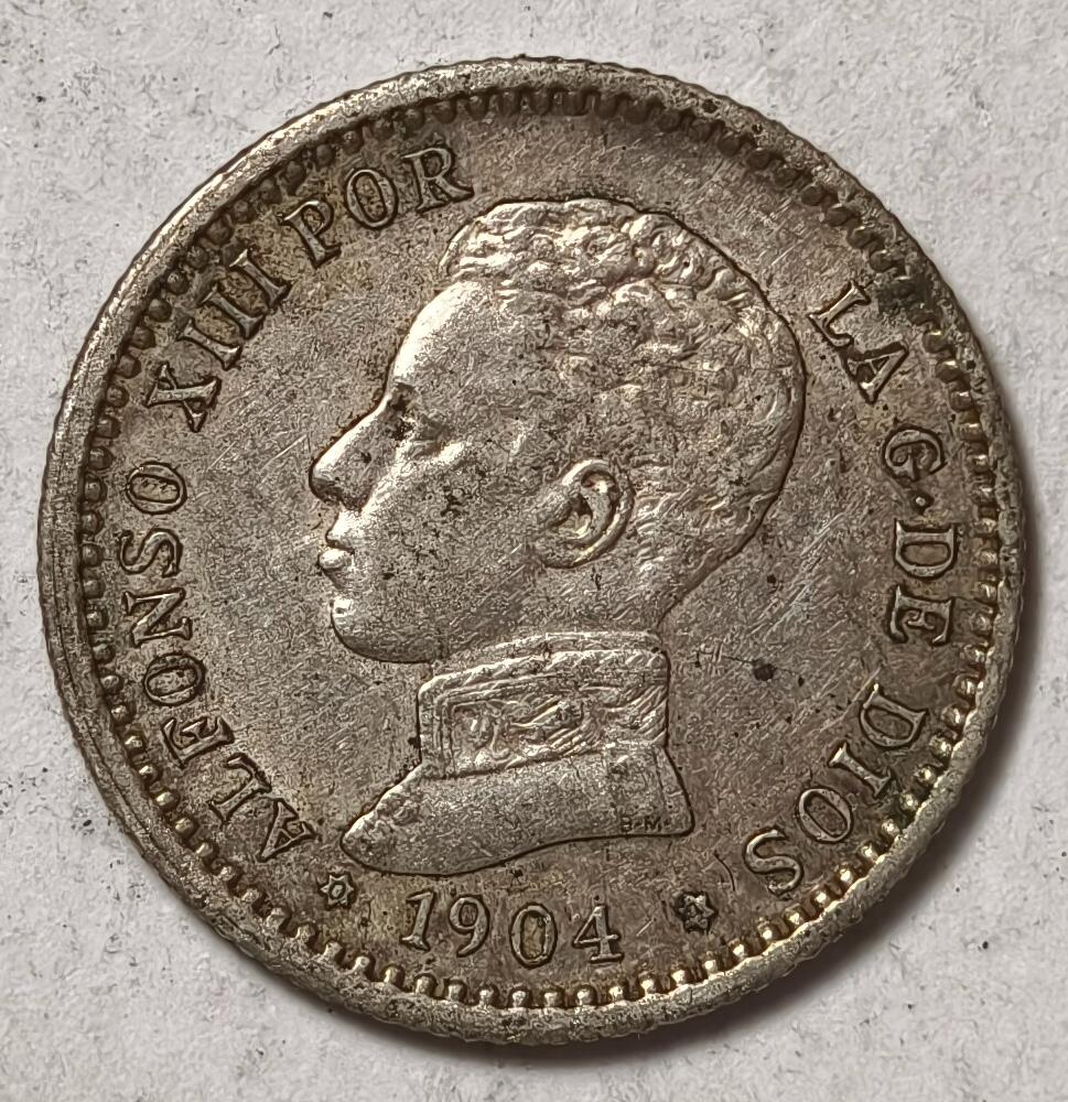 紫瑗钱币——第374期拍卖 西班牙 1904年 阿方索十三世 少年头 50分 2.5克 0.835银