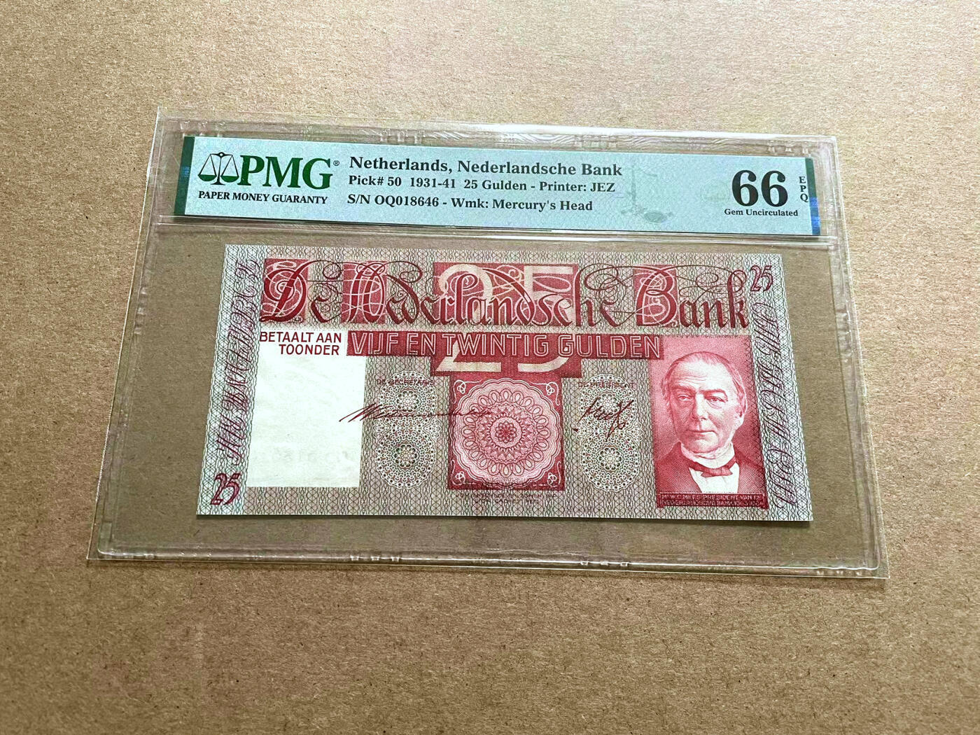 【Blue Auction】✨世界纸币精拍第500期盛典——白金之夜🔥🔥🔥 N-荷兰 1931-41年25盾 PMG66EPQ 行长