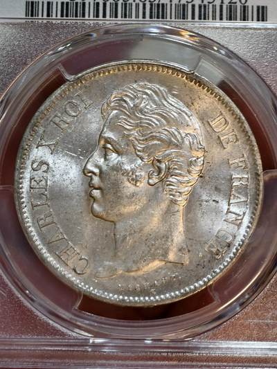 PCGS-MS63法国1828W查理十世5法郎银币 - PCGS-MS63法国1828W查理十世5法郎银币