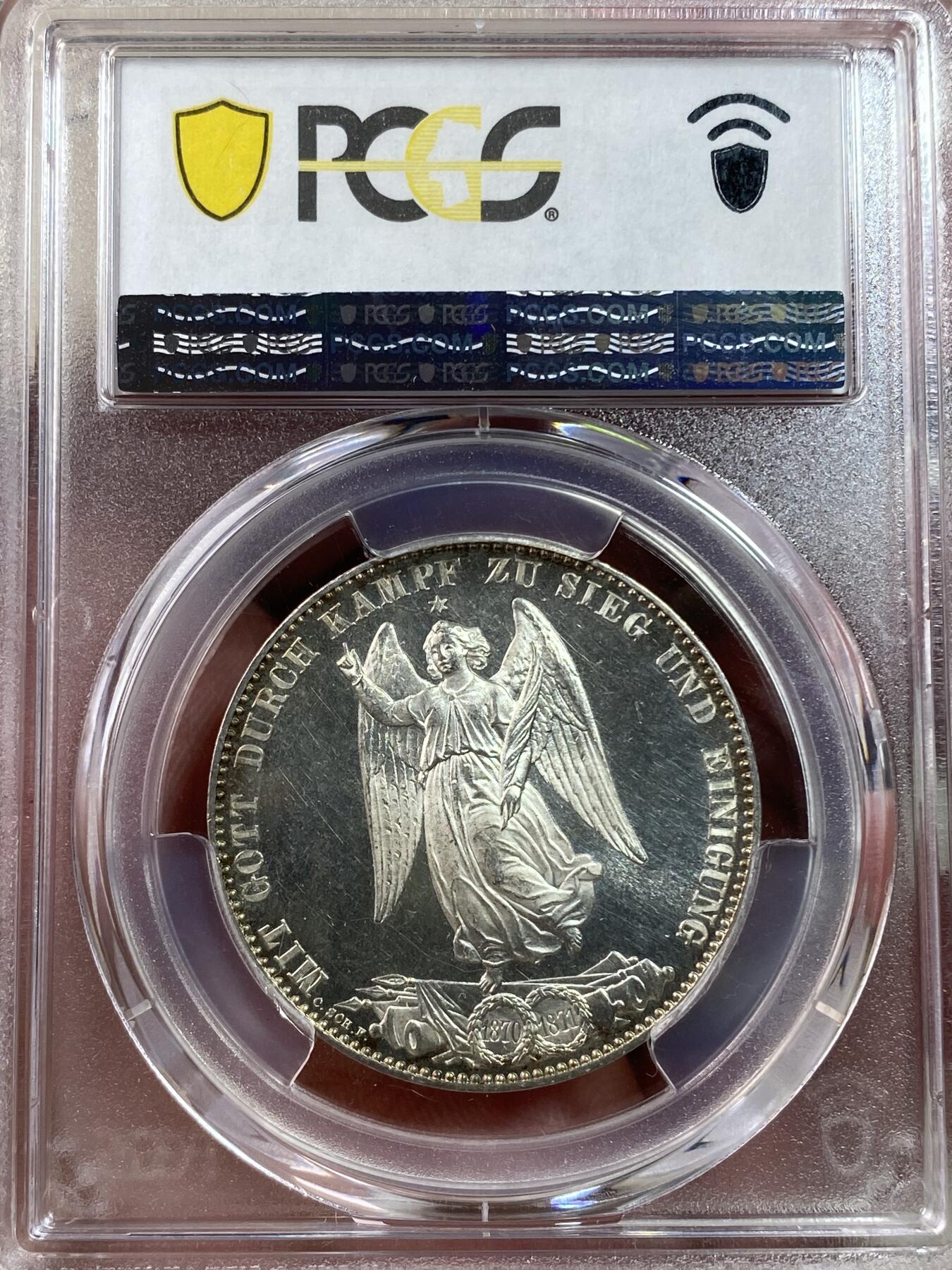 万国钱币拍卖第028期（花前月下●同享良章美币） PCGS MS64PL 1871年德国符腾堡普法战争胜利1泰勒 唯一一枚64PROOFLIKE 如同镜子般的光泽在胜利泰勒中的可谓凤毛麟角 特别是符腾堡这种更为稀少的品种 可遇而不可求之珍罕藏品